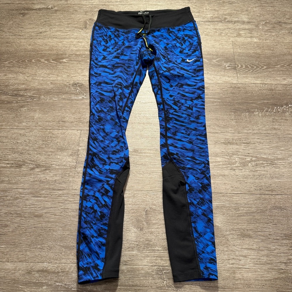 Nike Leggings Womens Small Blue Camo Yoga EPIC LUX Tight DRI-FIT Running 27x28